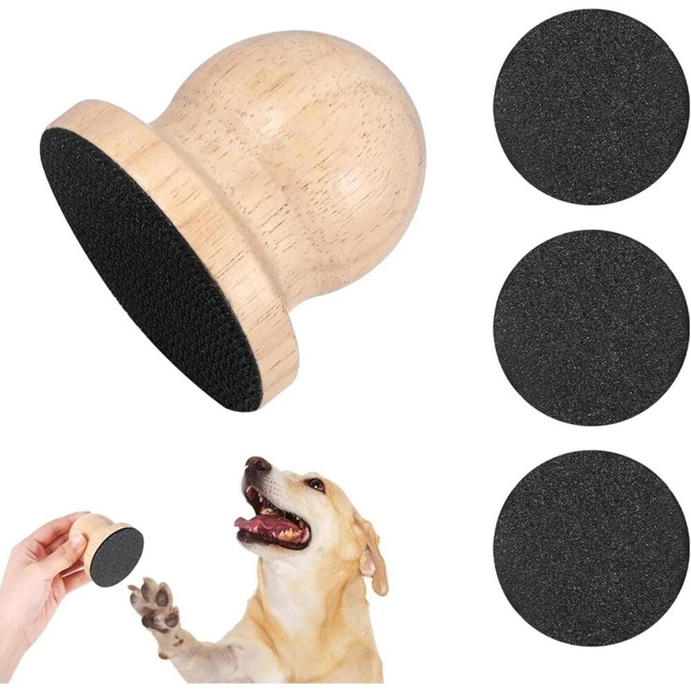 Dog Nail Scratch Board File with Treat Box Wooden Grooming Pad Sandpaper